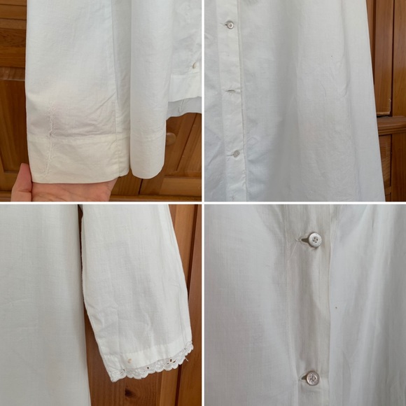 Edwardian White Cotton button up dress Embroidered - Picture 9 of 16